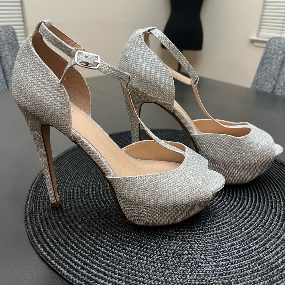 Elegant Silver High Heel Sandals